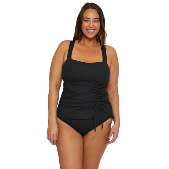 Becca Plus Size Tankini Tie Black Swimsuit Top 2X - Picture 1 of 8